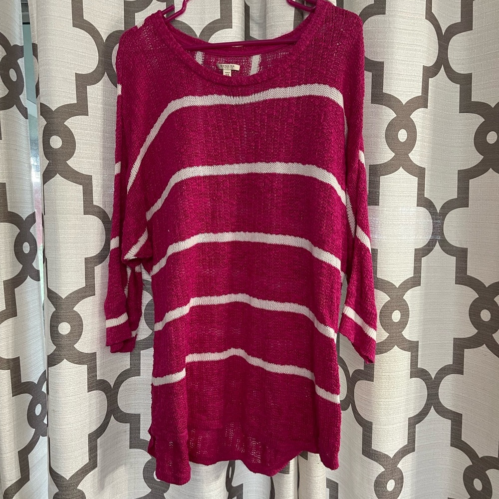 Sonoma Pink and White Knit Top